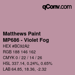 Code couleur: Matthews Paint - MP686 - Violet Fog | qconv.com