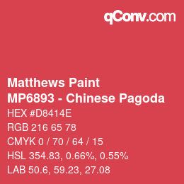 Color code: Matthews Paint - MP6893 - Chinese Pagoda | qconv.com