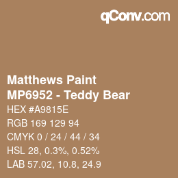 Color code: Matthews Paint - MP6952 - Teddy Bear | qconv.com