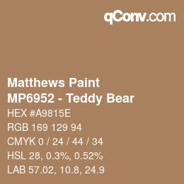 Código de color: Matthews Paint - MP6952 - Teddy Bear | qconv.com