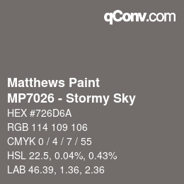 カラーコード: Matthews Paint - MP7026 - Stormy Sky | qconv.com