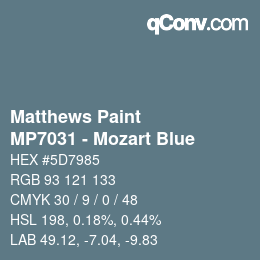 Color code: Matthews Paint - MP7031 - Mozart Blue | qconv.com