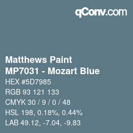 Código de color: Matthews Paint - MP7031 - Mozart Blue | qconv.com