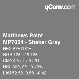 Color code: Matthews Paint - MP7054 - Shaker Gray | qconv.com