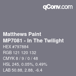 カラーコード: Matthews Paint - MP7081 - In The Twilight | qconv.com