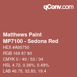 Code couleur: Matthews Paint - MP7100 - Sedona Red | qconv.com