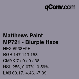 Código de color: Matthews Paint - MP721 - Blurple Haze | qconv.com