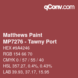 Color code: Matthews Paint - MP7276 - Tawny Port | qconv.com