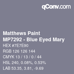 Código de color: Matthews Paint - MP7292 - Blue Eyed Mary | qconv.com