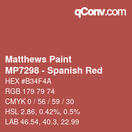 カラーコード: Matthews Paint - MP7298 - Spanish Red | qconv.com