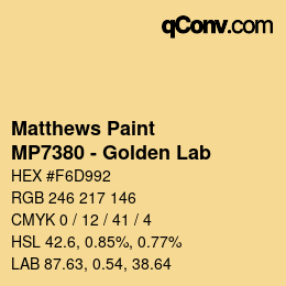 Color code: Matthews Paint - MP7380 - Golden Lab | qconv.com