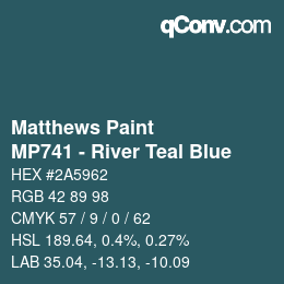 Color code: Matthews Paint - MP741 - River Teal Blue | qconv.com