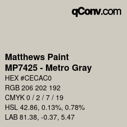 カラーコード: Matthews Paint - MP7425 - Metro Gray | qconv.com