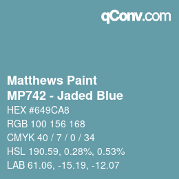 Color code: Matthews Paint - MP742 - Jaded Blue | qconv.com