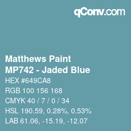 Código de color: Matthews Paint - MP742 - Jaded Blue | qconv.com