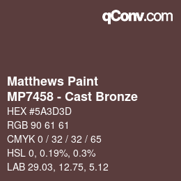 Code couleur: Matthews Paint - MP7458 - Cast Bronze | qconv.com