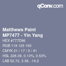 Color code: Matthews Paint - MP7477 - Yin Yang | qconv.com