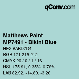 Color code: Matthews Paint - MP7491 - Bikini Blue | qconv.com