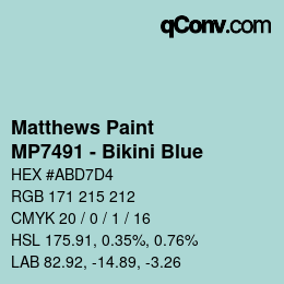 Color code: Matthews Paint - MP7491 - Bikini Blue | qconv.com