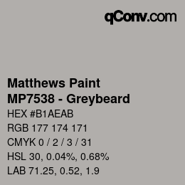 Color code: Matthews Paint - MP7538 - Greybeard | qconv.com