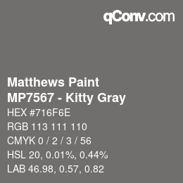 Color code: Matthews Paint - MP7567 - Kitty Gray | qconv.com