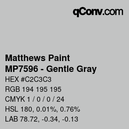 Color code: Matthews Paint - MP7596 - Gentle Gray | qconv.com
