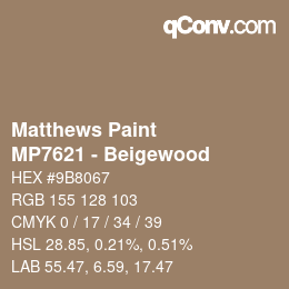 Color code: Matthews Paint - MP7621 - Beigewood | qconv.com