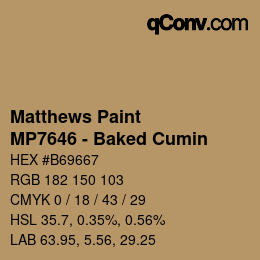 Code couleur: Matthews Paint - MP7646 - Baked Cumin | qconv.com
