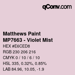 Código de color: Matthews Paint - MP7663 - Violet Mist | qconv.com