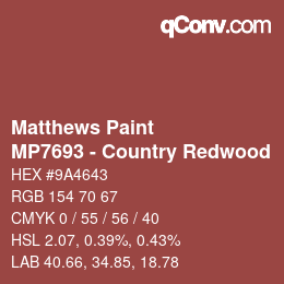 Code couleur: Matthews Paint - MP7693 - Country Redwood | qconv.com