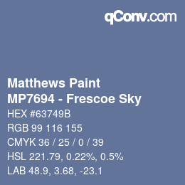 Color code: Matthews Paint - MP7694 - Frescoe Sky | qconv.com