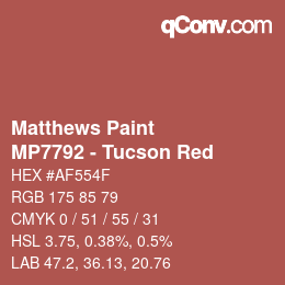 Color code: Matthews Paint - MP7792 - Tucson Red | qconv.com