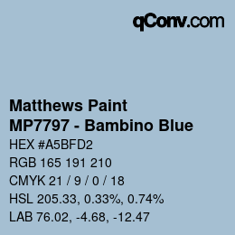 Code couleur: Matthews Paint - MP7797 - Bambino Blue | qconv.com