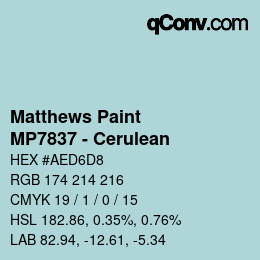 Color code: Matthews Paint - MP7837 - Cerulean | qconv.com