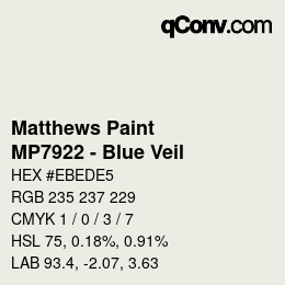Color code: Matthews Paint - MP7922 - Blue Veil | qconv.com