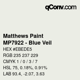 カラーコード: Matthews Paint - MP7922 - Blue Veil | qconv.com