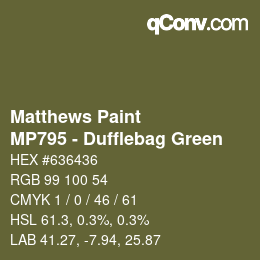 Color code: Matthews Paint - MP795 - Dufflebag Green | qconv.com