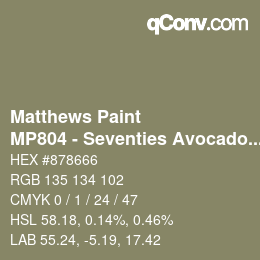 Color code: Matthews Paint - MP804 - Seventies Avocado Stove | qconv.com