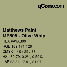 カラーコード: Matthews Paint - MP805 - Olive Whip | qconv.com