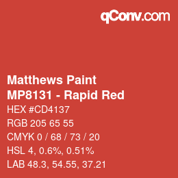 カラーコード: Matthews Paint - MP8131 - Rapid Red | qconv.com