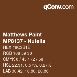 Color code: Matthews Paint - MP8137 - Nutella | qconv.com