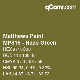 Color code: Matthews Paint - MP816 - Haas Green | qconv.com