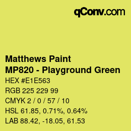 Farbcode: Matthews Paint - MP820 - Playground Green | qconv.com