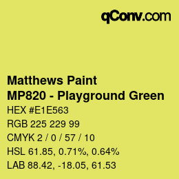 Color code: Matthews Paint - MP820 - Playground Green | qconv.com