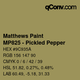 Color code: Matthews Paint - MP825 - Pickled Pepper | qconv.com