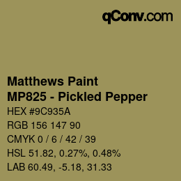 Código de color: Matthews Paint - MP825 - Pickled Pepper | qconv.com