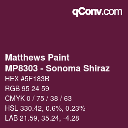 Code couleur: Matthews Paint - MP8303 - Sonoma Shiraz | qconv.com