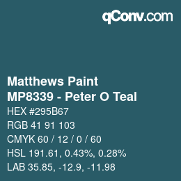 カラーコード: Matthews Paint - MP8339 - Peter O Teal | qconv.com