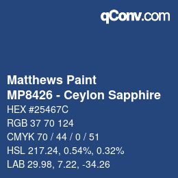 Color code: Matthews Paint - MP8426 - Ceylon Sapphire | qconv.com