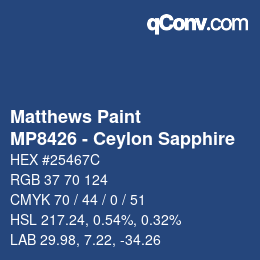 カラーコード: Matthews Paint - MP8426 - Ceylon Sapphire | qconv.com
